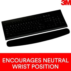 3M™ Foam Wrist Rest for Keyboards, Black, Durable Fabric Cover, Anti-microbial Product Protection (WR209MB)
