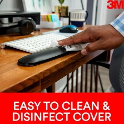 3M™ Gel Wrist Rest for Keyboard and Mouse, Black, Easy Clean Cover, Anti-microbial Product Protection (WR340LE)