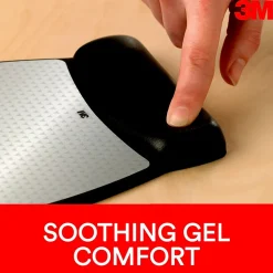 3M Gel Wrist Rest for Mouse, Black, Easy to Clean Cover, Anti-microbial Product Protection (WR305LE)