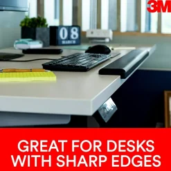 3M™ Gel Wrist Rest for Standing Desks, Non-Slip Back, Black (WR200B)