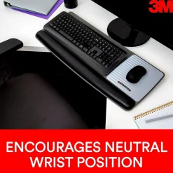 3M Gel Wrist Rest with Platform for Keyboard and Mouse, Gray, Tilt Adjustable, Precise Mouse Pad (WR422LE)