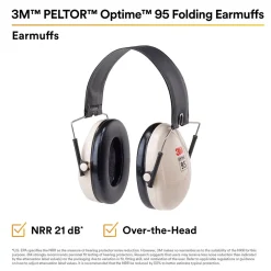 3M PELTOR Optime 95 Folding Earmuffs H6F/V, Over-the-Head, Beige (MMMH6FV)