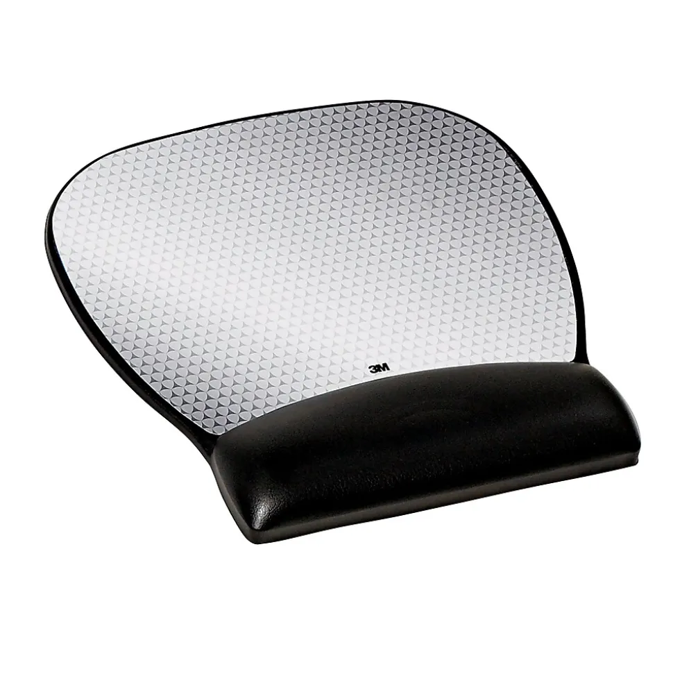 3M™ Precise Vertex Mouse Pad with Gel Wrist Rest, Non-Skid Base, Black/Silver (MW310LE)