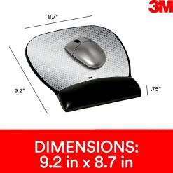 3M™ Precise Vertex Mouse Pad with Gel Wrist Rest, Non-Skid Base, Black/Silver (MW310LE)