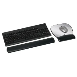 3M™ Precise Vertex Mouse Pad with Gel Wrist Rest, Non-Skid Base, Black/Silver (MW310LE)