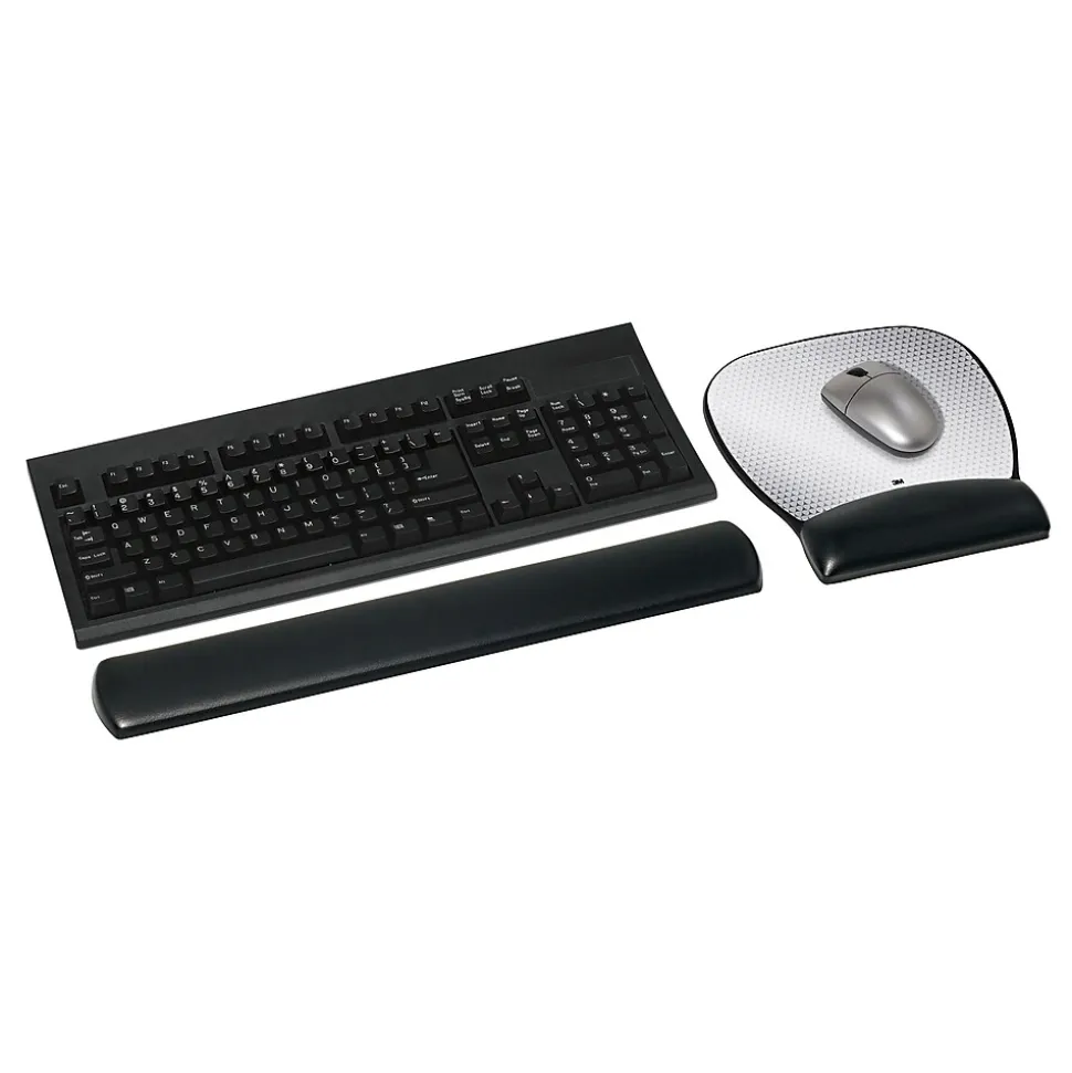 3M™ Precise Vertex Mouse Pad with Gel Wrist Rest, Non-Skid Base, Black/Silver (MW310LE)