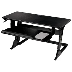 3M Precision Standing Desk 35"W Manual Adjustable Desk Riser with Gel Wrist Rest and Precise Mouse Pad, Black (SD60B)