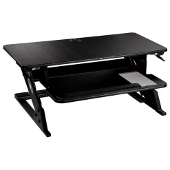 3M Precision Standing Desk 35"W Manual Adjustable Desk Riser with Gel Wrist Rest and Precise Mouse Pad, Black (SD60B)