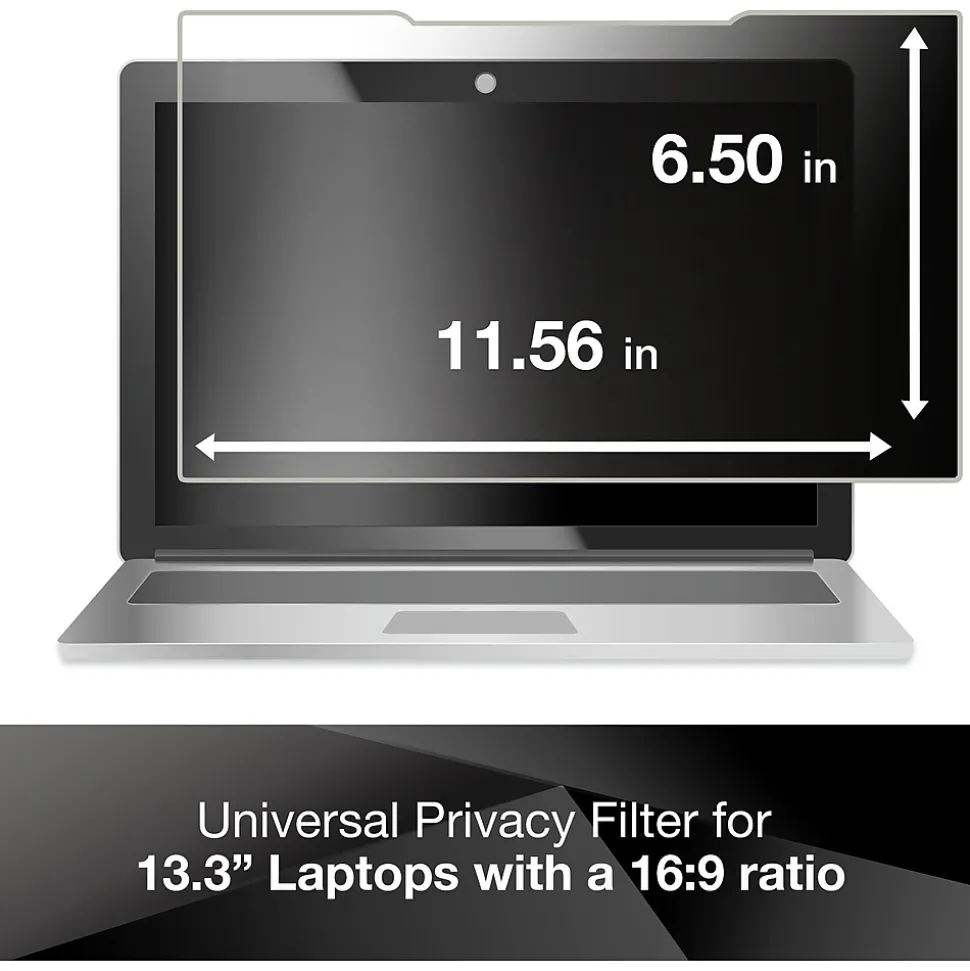 3M Privacy Filter for 13.3" Widescreen Laptop with COMPLY Attachment System, 16:9 Aspect Ratio (PF133W9B)