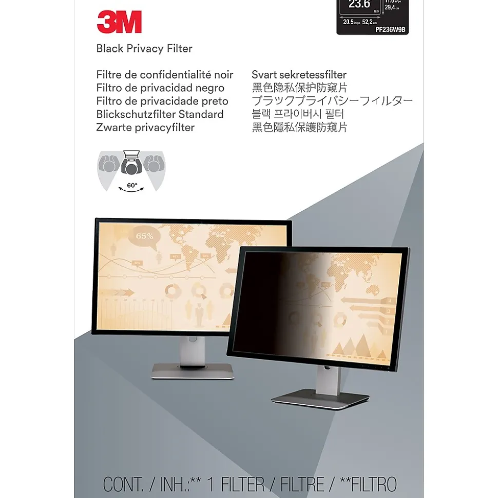 3M Privacy Filter for 23.6" Widescreen Monitor, 16:9 Aspect Ratio (PF236W9B)
