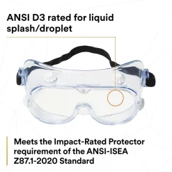 3M Safety Splash Goggle 334, Clear Lens (40660)