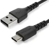 1m USB A to USB C Charging Cable - Durable Fast Charge & Sync USB 2.0 to USB Type C Data Cord - Aramid Fiber M/M 3A Black