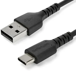 1m USB A to USB C Charging Cable - Durable Fast Charge & Sync USB 2.0 to USB Type C Data Cord - Aramid Fiber M/M 3A Black
