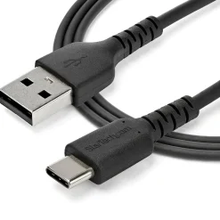 1m USB A to USB C Charging Cable - Durable Fast Charge & Sync USB 2.0 to USB Type C Data Cord - Aramid Fiber M/M 3A Black
