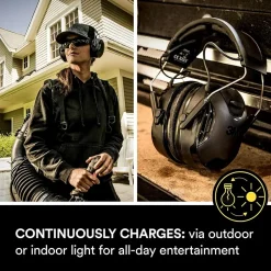 3M WorkTunes Connect and Solar Wireless Bluetooth Hearing Protector, 26 dB, Black (90573-DC)