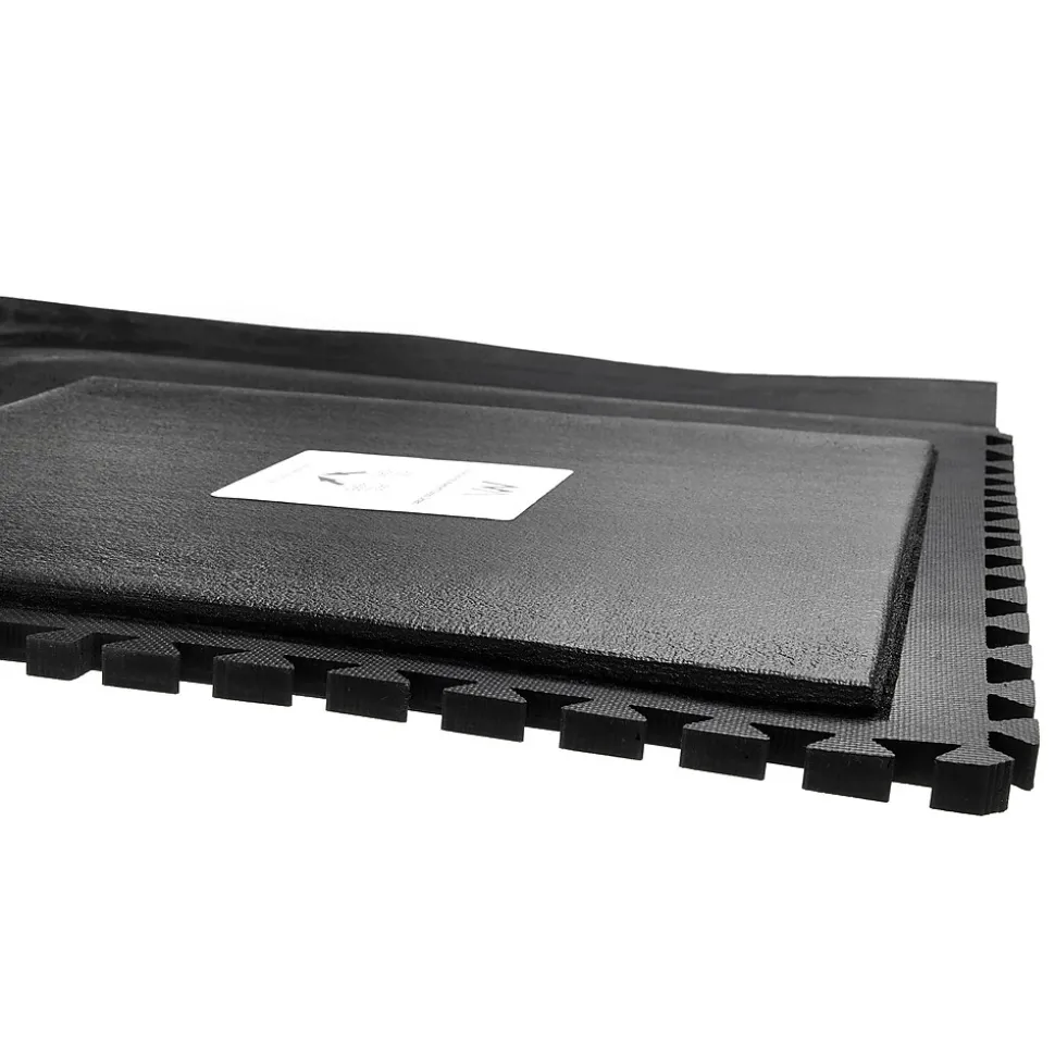 M+A Matting Hog Heaven III Comfort Anti-Fatigue Mat, 3' x 3.32', Black with Yellow Striped Border, Side (447204100)