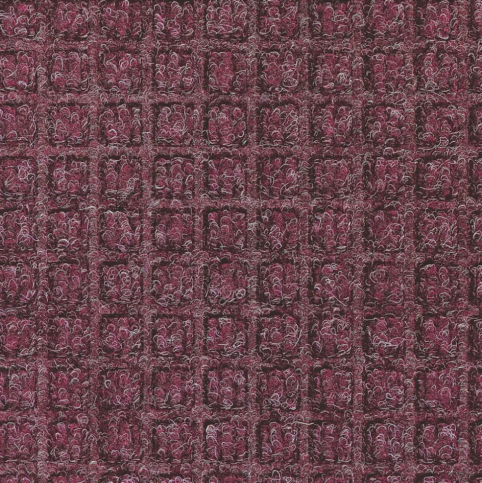 M+A Matting WaterHog Squares Classic Mat, Smooth, 4' x 10', Bordeaux (20060410170)