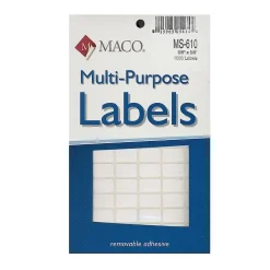 Maco Multi-Purpose Handwrite Labels, Rectangular, 3/8" x 5/8", Pack Of 1000, 6/Pack (6PK-MS-610)
