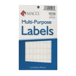 Maco Multi-Purpose Handwrite Labels, Rectangular, 5/16" x 1/2", Pack Of 1000, 6/Pack (6PK-MS-508)