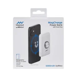MagVault by Vivitar Wireless Power Bank for iPhone 12/12 Pro/12 Pro Max/12 mini, 5000mAh, White (MOV3031WHTT3524)
