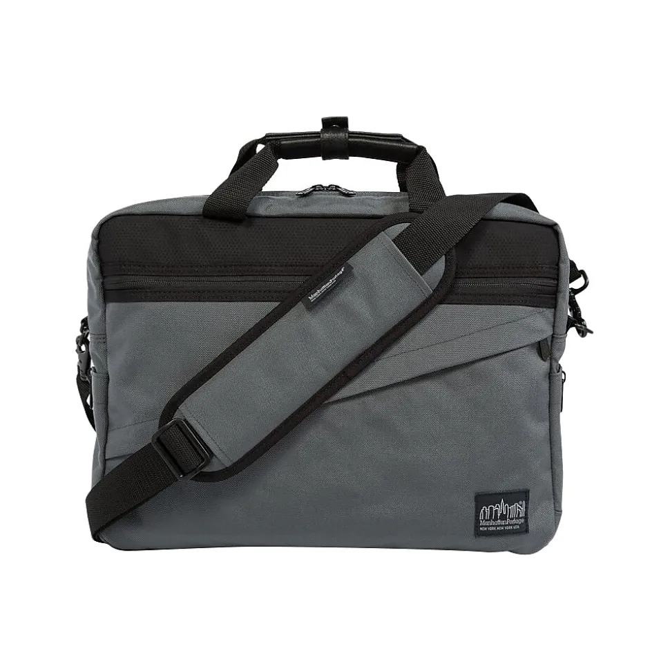 Manhattan Portage Second Avenue Fabric Water-Resistant Briefcase, Gray (1741-BL GRY)