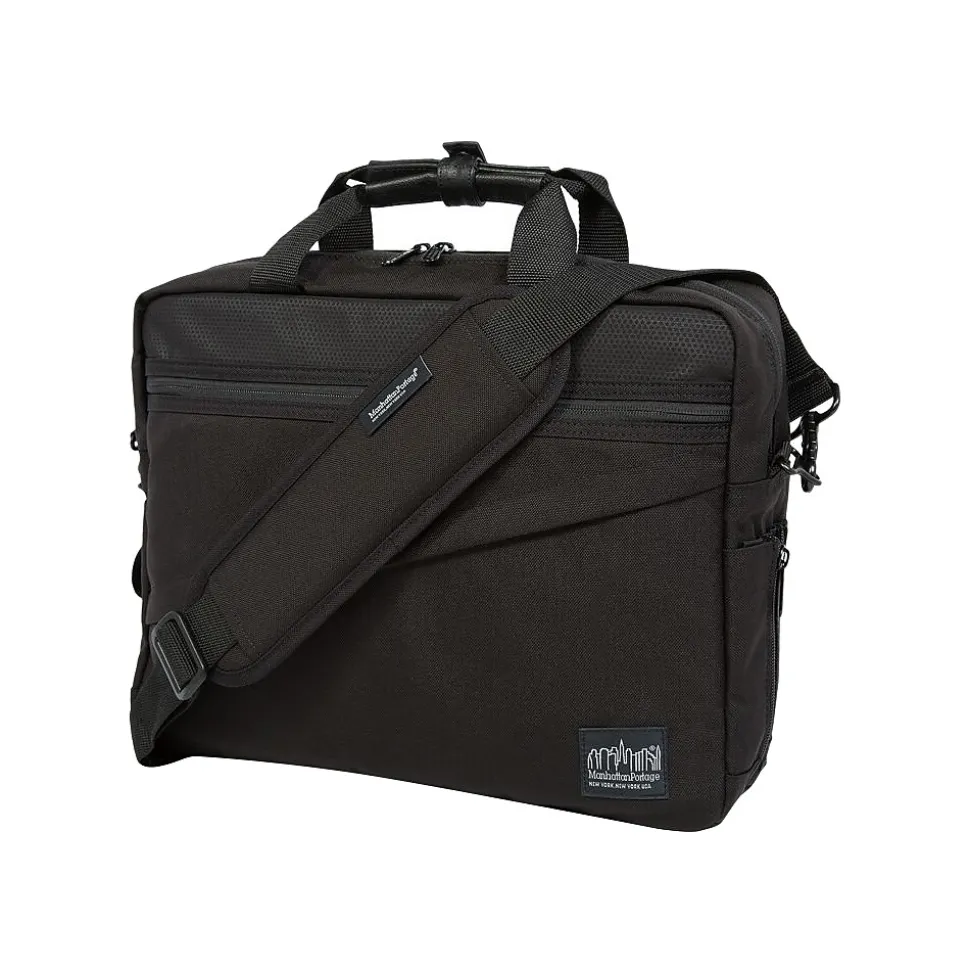 Manhattan Portage Second Avenue Fabric Water-Resistant Briefcase, Black (1741-BL BLK)