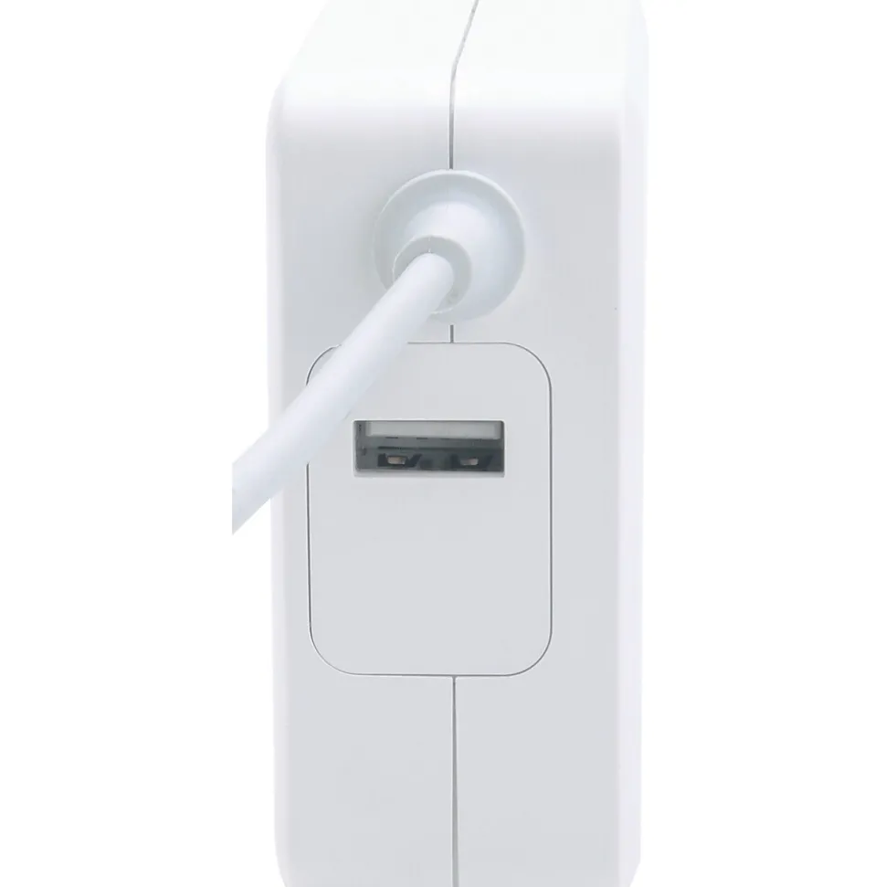 Manhattan Power Delivery Wall Charger with Built-in USB-C Cable, 60-Watts, White, (180245)