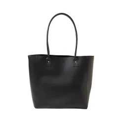 Martha Stewart Deluxe Black Faux Leather Tote, Medium (MS106D)