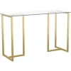 Martha Stewart Eli 47"W Glass/Steel Home Office Desk, Clear/Polished Brass (XUDK1GLD)