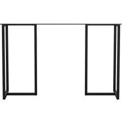 Martha Stewart Eli 47"W Glass/Steel Home Office Desk, Clear/Oil-Rubbed Bronze (XUDK1BK)