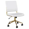 Martha Stewart Ivy Armless Faux Leather Swivel Office Chair, White/Polished Brass (CH2209211WHGLD)