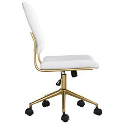 Martha Stewart Ivy Armless Faux Leather Swivel Office Chair, White/Polished Brass (CH2209211WHGLD)