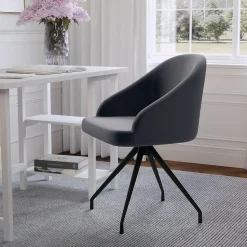 Martha Stewart Sora Fabric Swivel Stationary Office Chair, Gray/Oil Rubbed Bronze (CH222119GYBK)