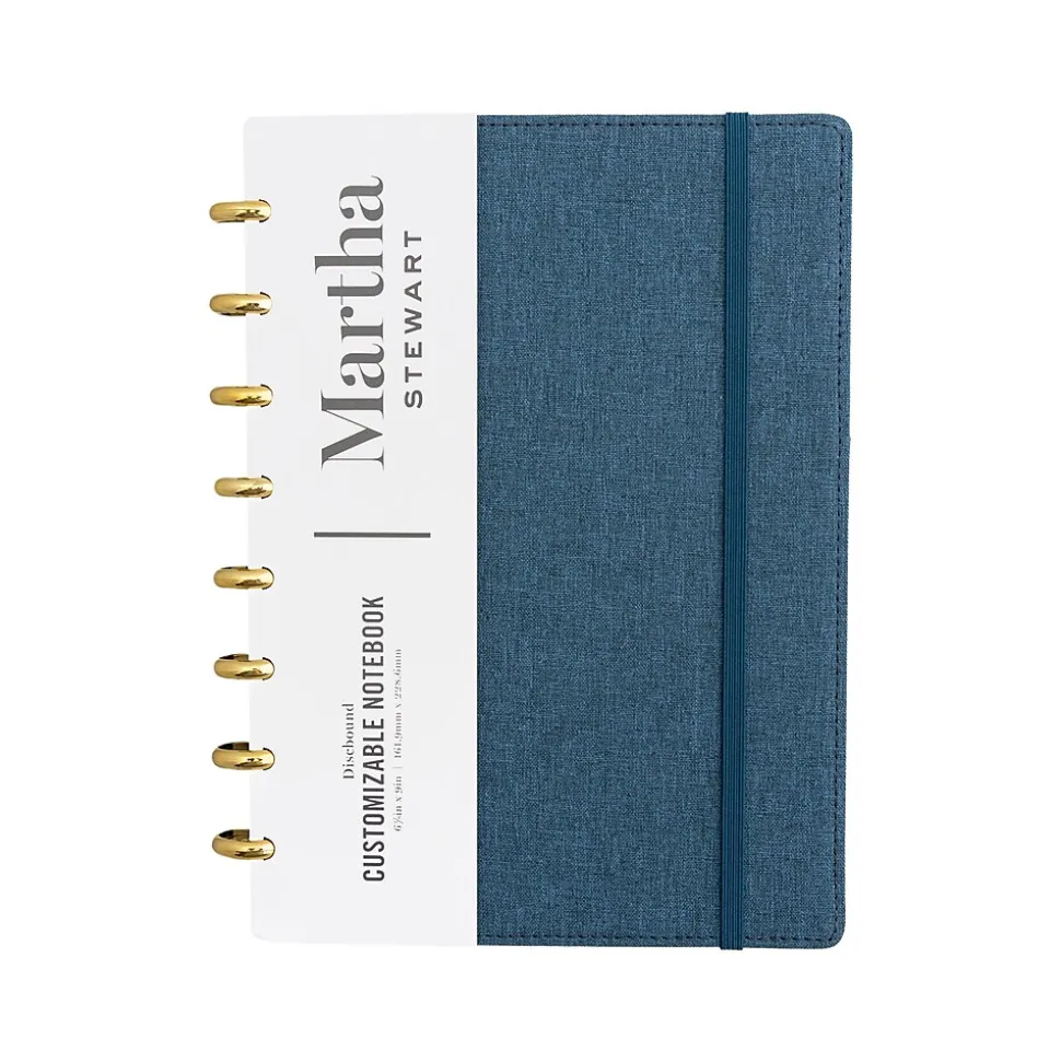 Martha Stewart 1-Subject Customizable Notebook, 6.38" x 9", Narrow Ruled, 60 Sheets, Blue (MS110P)