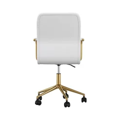 Martha Stewart Taytum Ergonomic Faux Leather Swivel Office Chair, White (CH142370WHGLD)