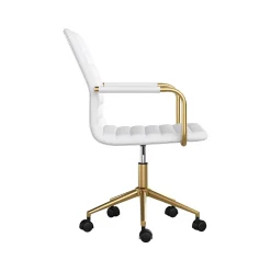 Martha Stewart Taytum Ergonomic Faux Leather Swivel Office Chair, White (CH142370WHGLD)