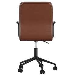 Martha Stewart Taytum Faux Leather Swivel Office Chair, Saddle Brown/Oil Rubbed Bronze (CH142370BRBK)