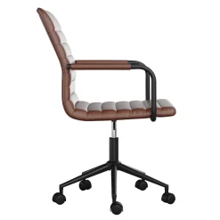 Martha Stewart Taytum Faux Leather Swivel Office Chair, Saddle Brown/Oil Rubbed Bronze (CH142370BRBK)