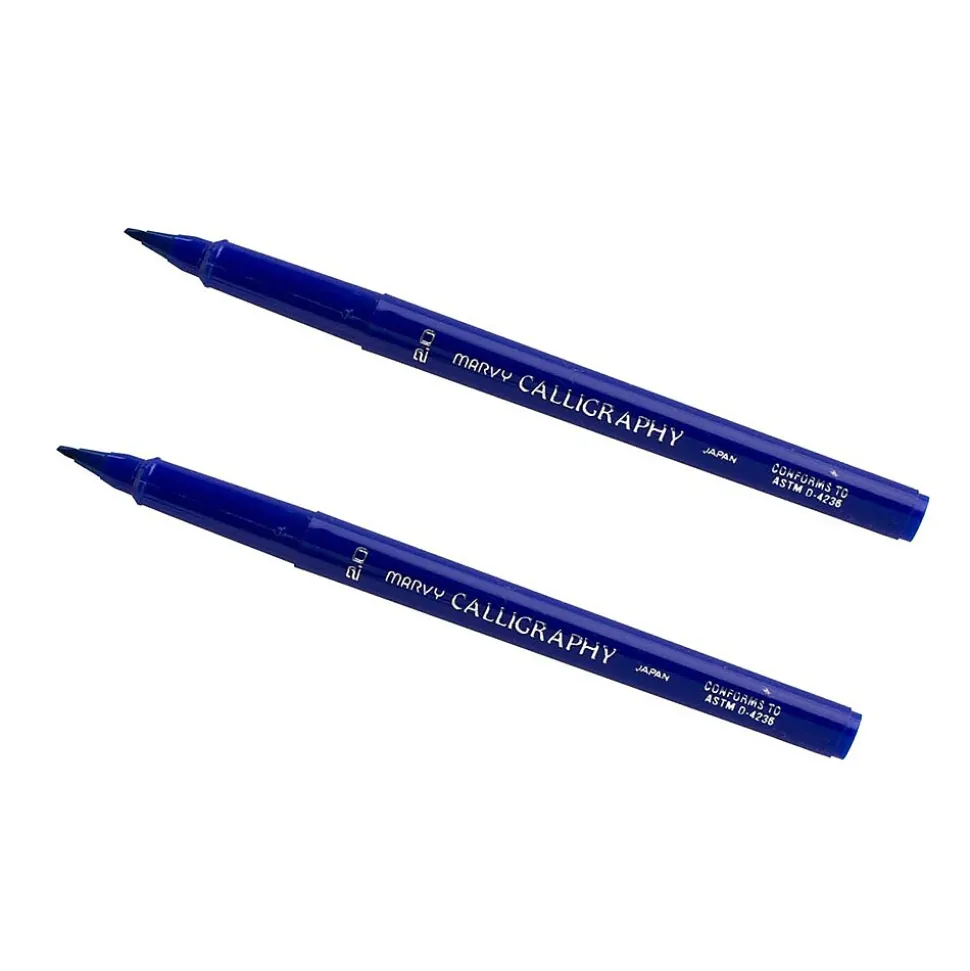 Marvy Uchida Calligraphy Pen Set, Ultra Fine, Blue Markers, 2/Pack (6504954a)