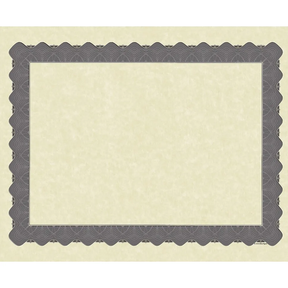 Masterpiece Studios Certificates, 8.5" x 11", Beige/Metallic Silver, 25/Pack (934325)