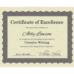Masterpiece Studios Certificates, 8.5" x 11", Beige/Metallic Silver, 25/Pack (934325)