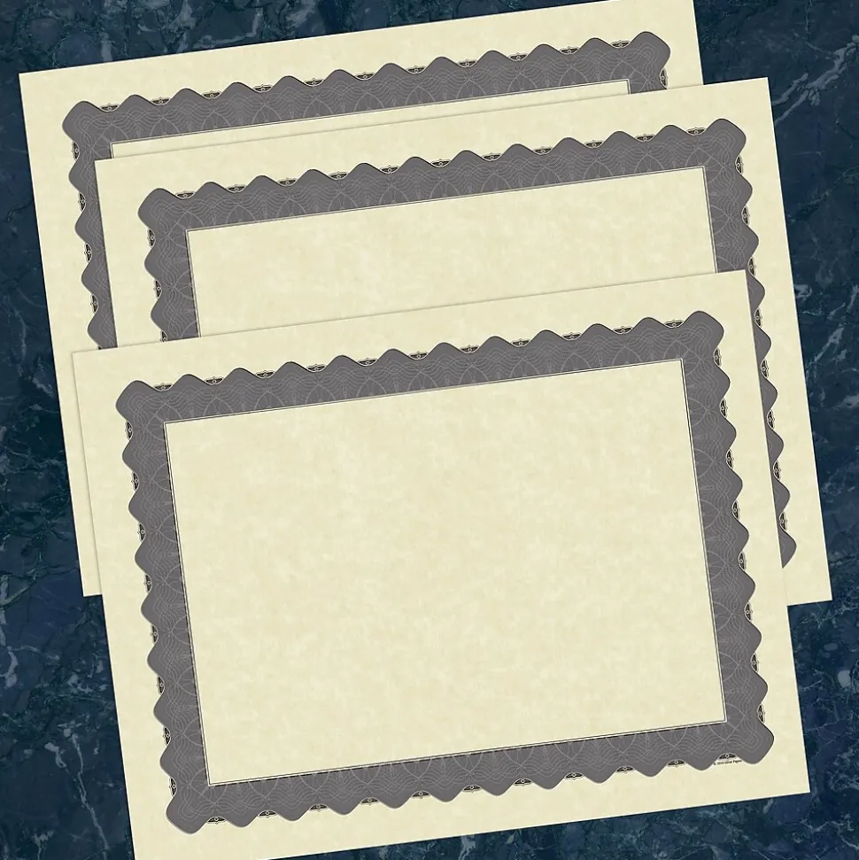 Masterpiece Studios Certificates, 8.5" x 11", Beige/Metallic Silver, 25/Pack (934325)