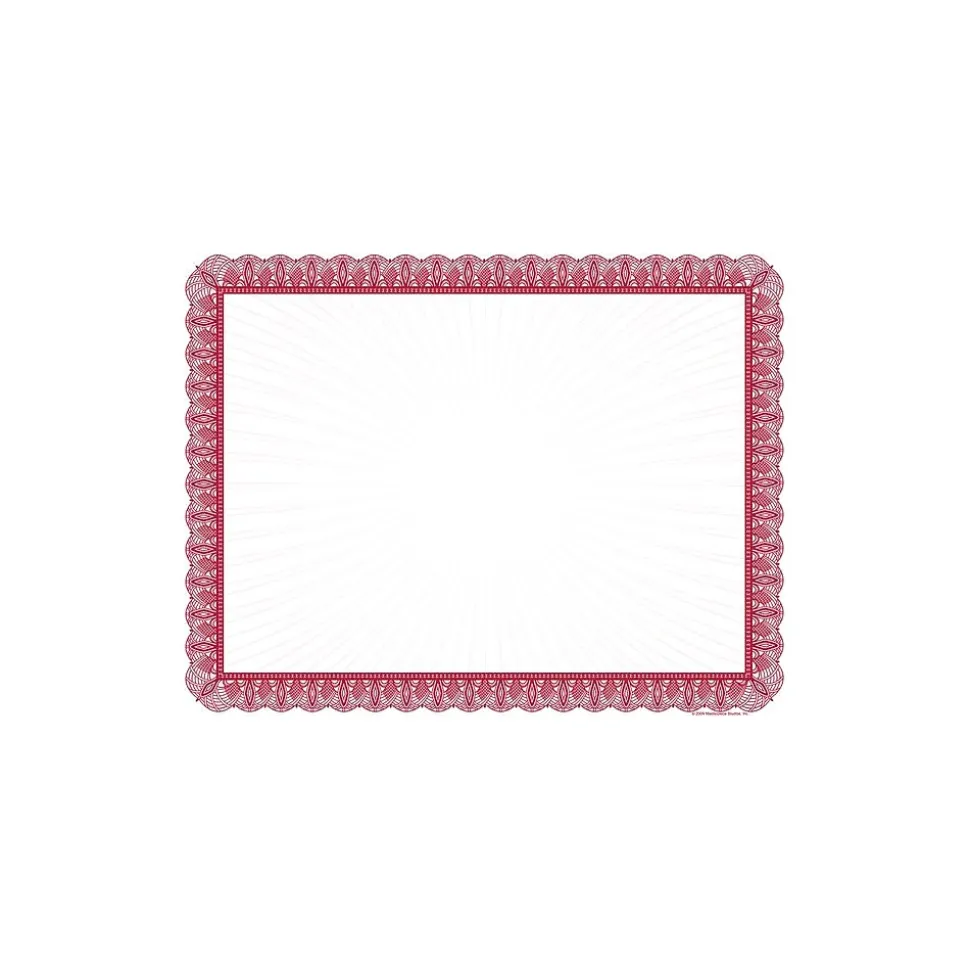 Masterpiece Studios Certificates, 8.5" x 11", Red/White, 100/Pack (961034S)