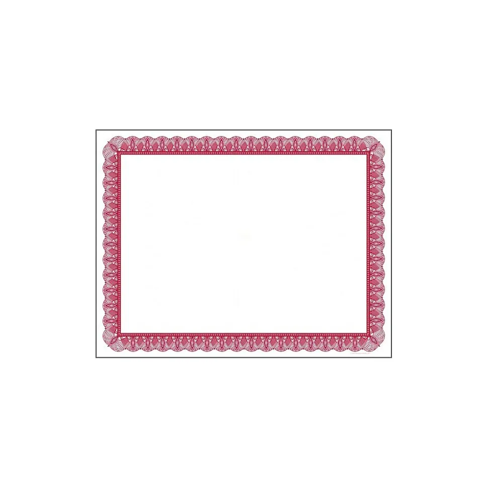 Masterpiece Studios Certificates, 8.5" x 11", Red/White, 100/Pack (961034S)