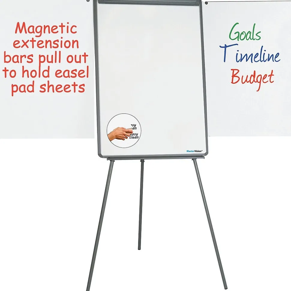 MasterVision Basic Tripod Melamine Presentation Easel, Black, 22.5" x 42" (BVCEA2300045)