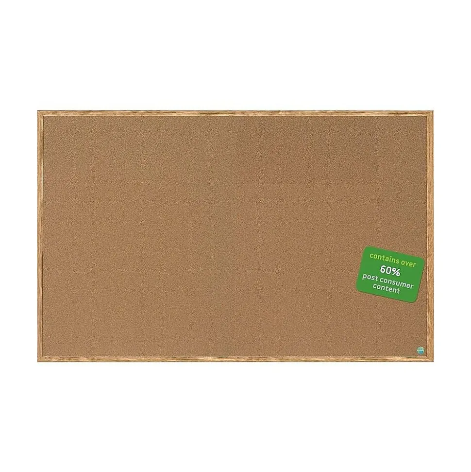 MasterVision Earth Cork Bulletin Board, Oak Frame, 4'H x 6'W (SB1420001233)