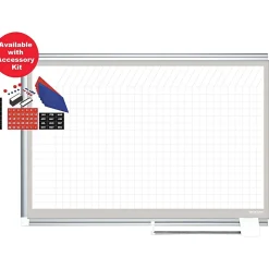 MasterVision® 48"H x 72"W Grid Porcelain Planner Dry Erase Board, Aluminum Frame