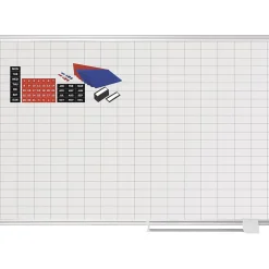 MasterVision® Magnetic 1 x 2 Grid Planner 36 x 48, Aluminum with Kit