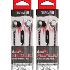 Maxell Bass13 Metallic Earbuds with Mic & Volume Control, Pack of 2 (MAX199600-2)