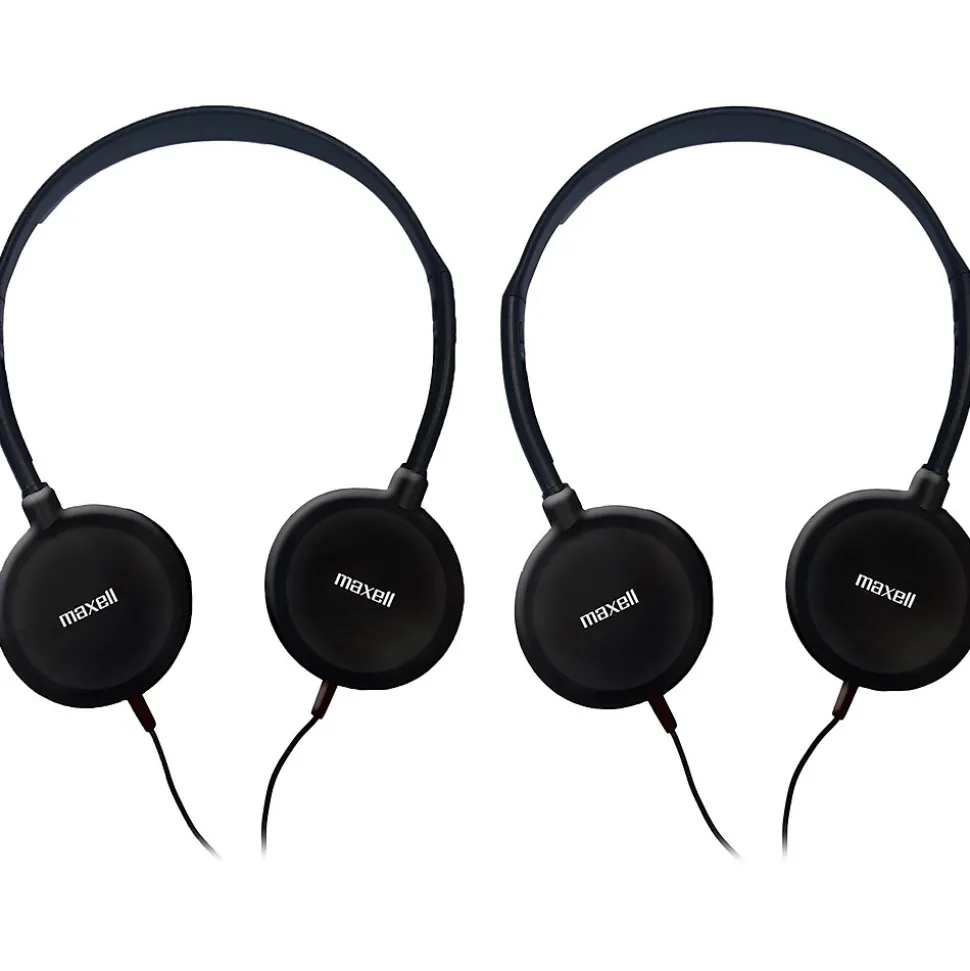Maxell HP-100 Budget Stereo Headphones, Black, 2/Pack (MAX190319-2)